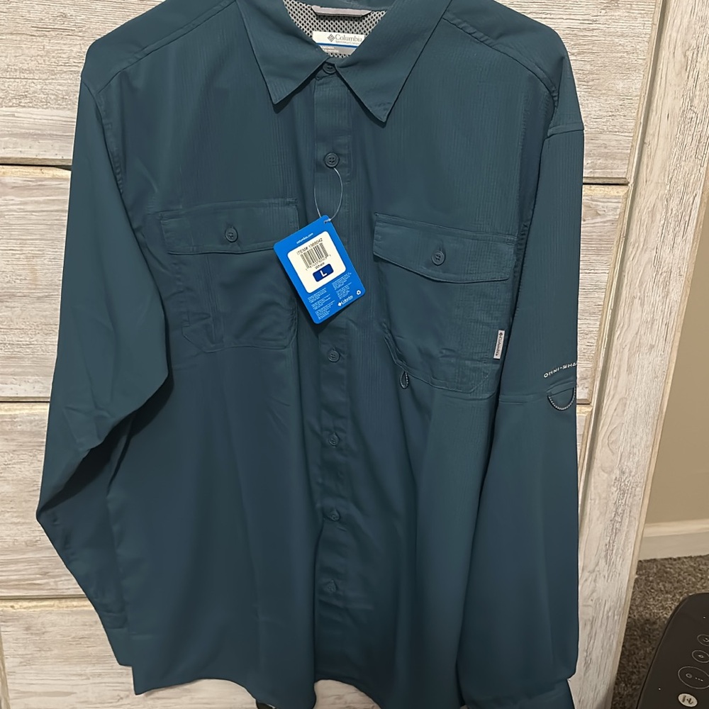 Columbia Men's Button-Down Shirt Teal Green